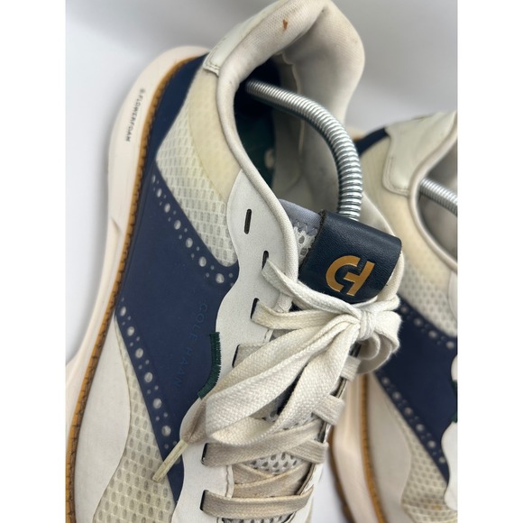 Cole Haan Golf Shoes Men\'s Size 11.5 White Navy Wingtip Sneaker Spiked